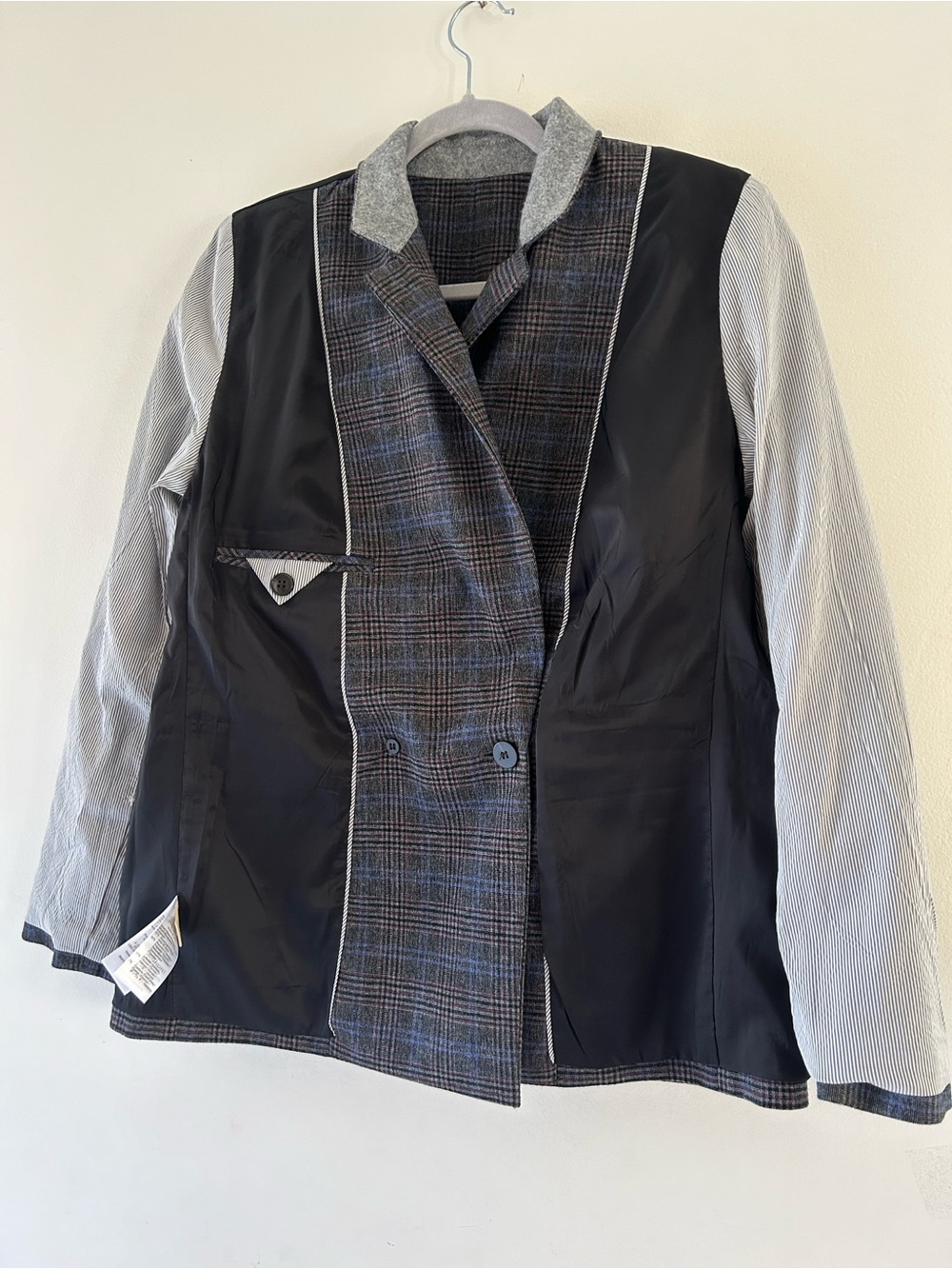 Madewell Gray-Blue Checked Double-Breasted Blazer - Picture 14 of 16